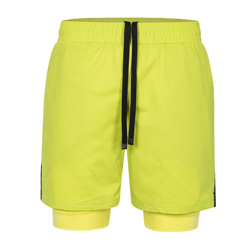 Men 2 In 1 Quick Dry Athletic Shorts Elastic Waist Drawstring With Liner