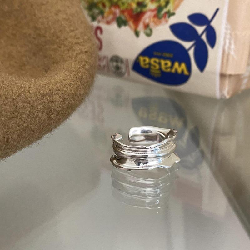 925 Sterling Silver Retro Plain Silver Ring for Women Does Not Fade, Light Luxury, High-end Sense, Versatile Opening Fashion Personality Ring