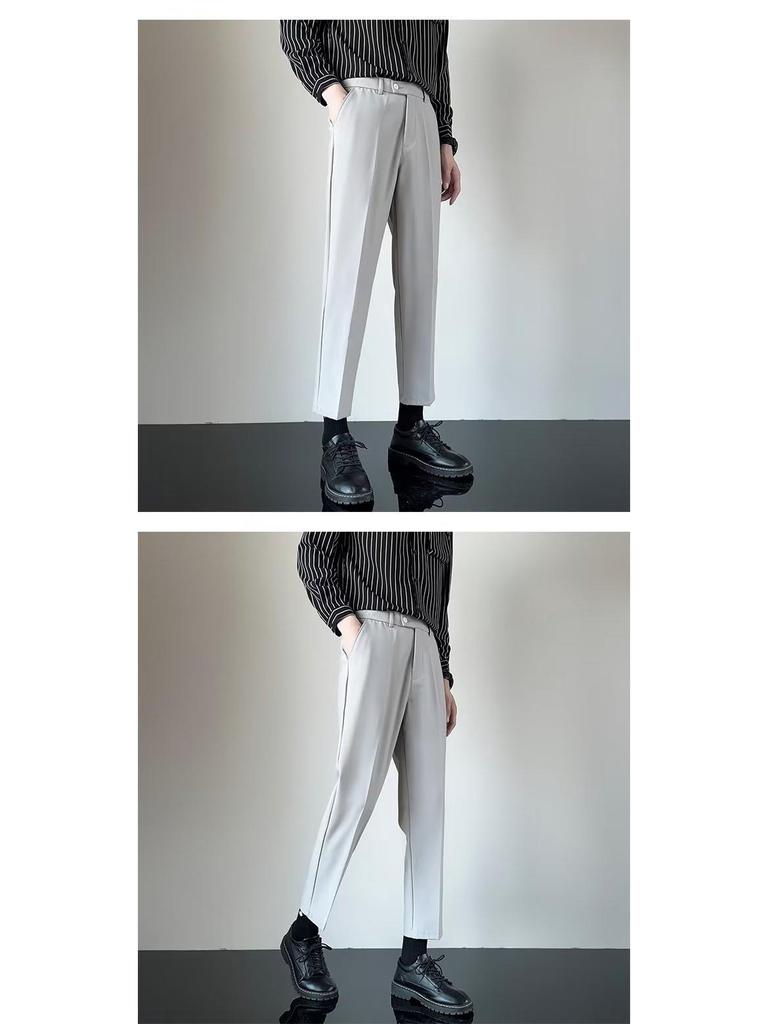 Men's Lightweight Korean Style Slim Fit Casual Suit Pants
