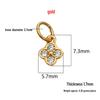 S999 Sterling Silver & 18K Gold Inlaid CZ Four-Leaf Clover Charm for DIY Bracelet/Necklace Beading & Weaving