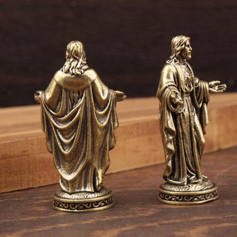 Handgefertigte Messing-Götterstatue im Vintage-Stil, Desktop-Dekor, kreatives grenzüberschreitendes Handwerkskunstwerk, kleine Kupferfigur, Heimschmuck