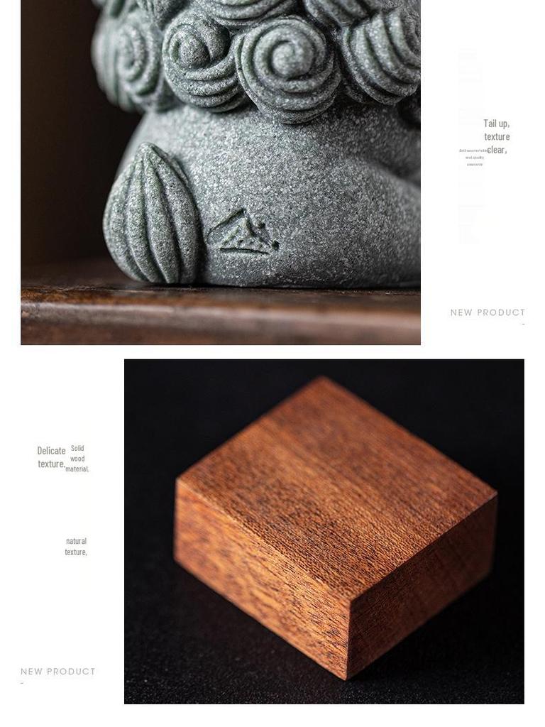 Kleines Chinesisches Steinlöwenpaar: Desktop-Maskottchen und Tee-Haustier-Ornament für kreative Bonsai- oder Fischaquariendekoration