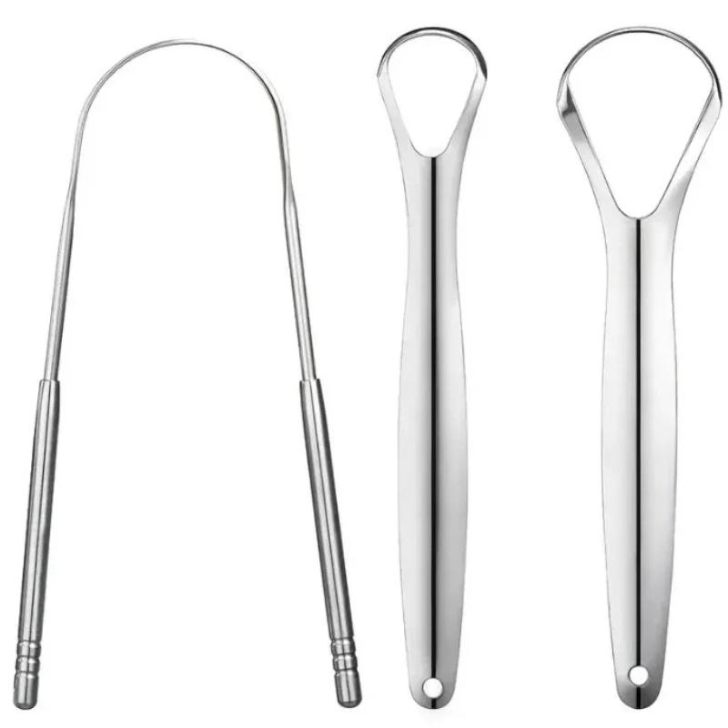 Premium 1pcs/3pcs Metal Tongue Scraper Cleaner for Adults & Kids Portable Stainless Steel Tongue Scrapers Brushes for Removing