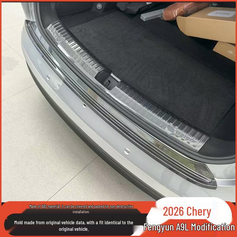 Compatible with 25 Fengyun A9L models: door sill strips, welcome pedals, trunk and rear bumper guards, tailgate protection. Interior Rear Bumper Guard