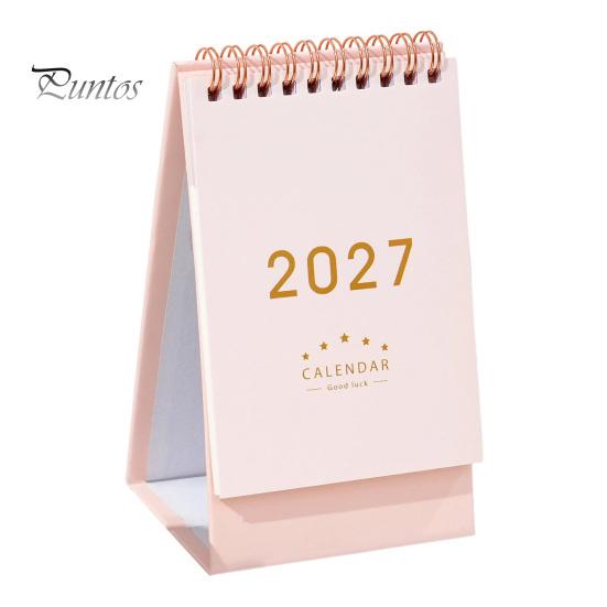 Academic Year Calendar 2027 Desk Calendar, Standing Flip Desktop Minimalist Gold Foil Cover Daily Agenda Monthly Planner, Thick Paper for Note Taking,
