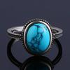 100% 925 Sterling Silver Ring Oval 8*10MM Natural Turquoise Vintage Ring Female Party Anniversary Gift Wholesale