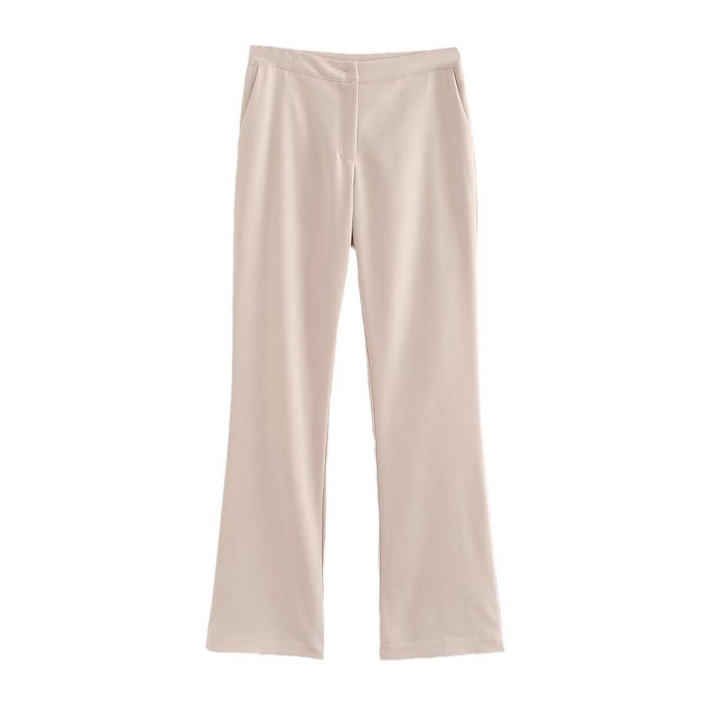 2024 Autumn Women's European & American Style Slim Fit Suit: Flap Jacket & Mid-Waist Straight Pants Set