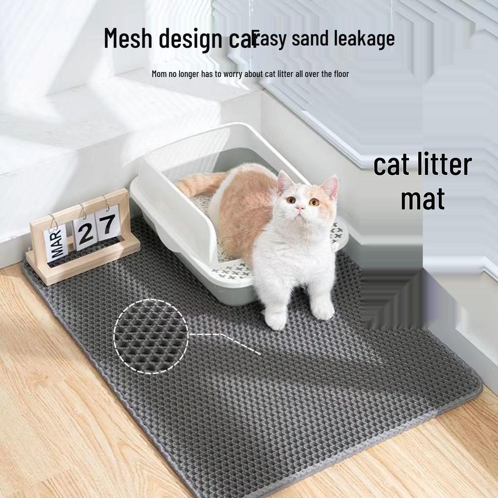 Double-Layer Cat Litter Mat with Anti-Scratch and Sand Control