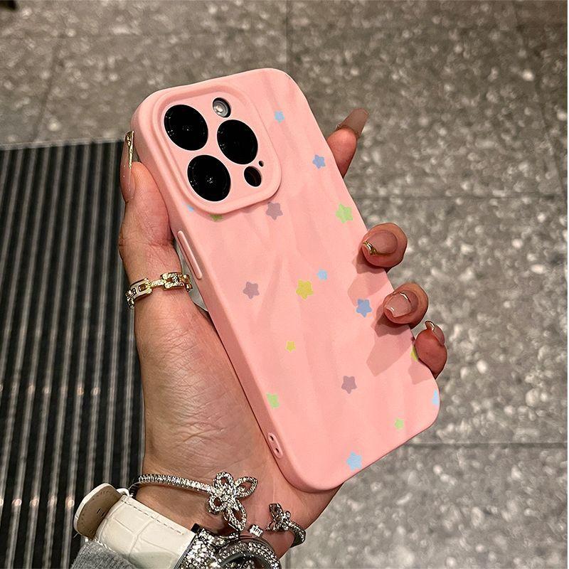Color star iPhone17promax mobile phone case is suitable for Apple 16promax wrinkle 14 matte 15 sets