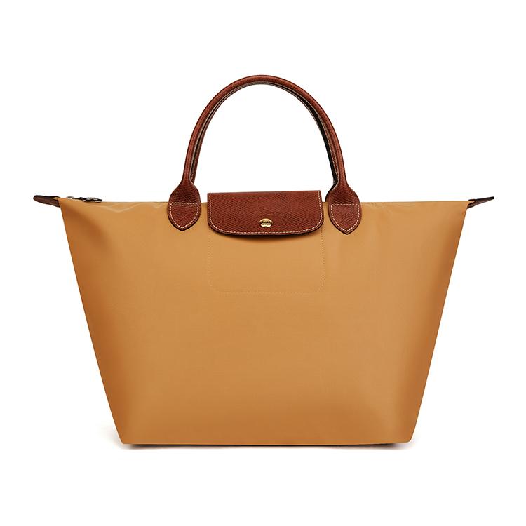 

Longchamp Le Pliage Front Concave Embossed Logo Top Zip Closure Nylon Tote Bag Women tote Brown L1623089P86 Basic Set (Bag)