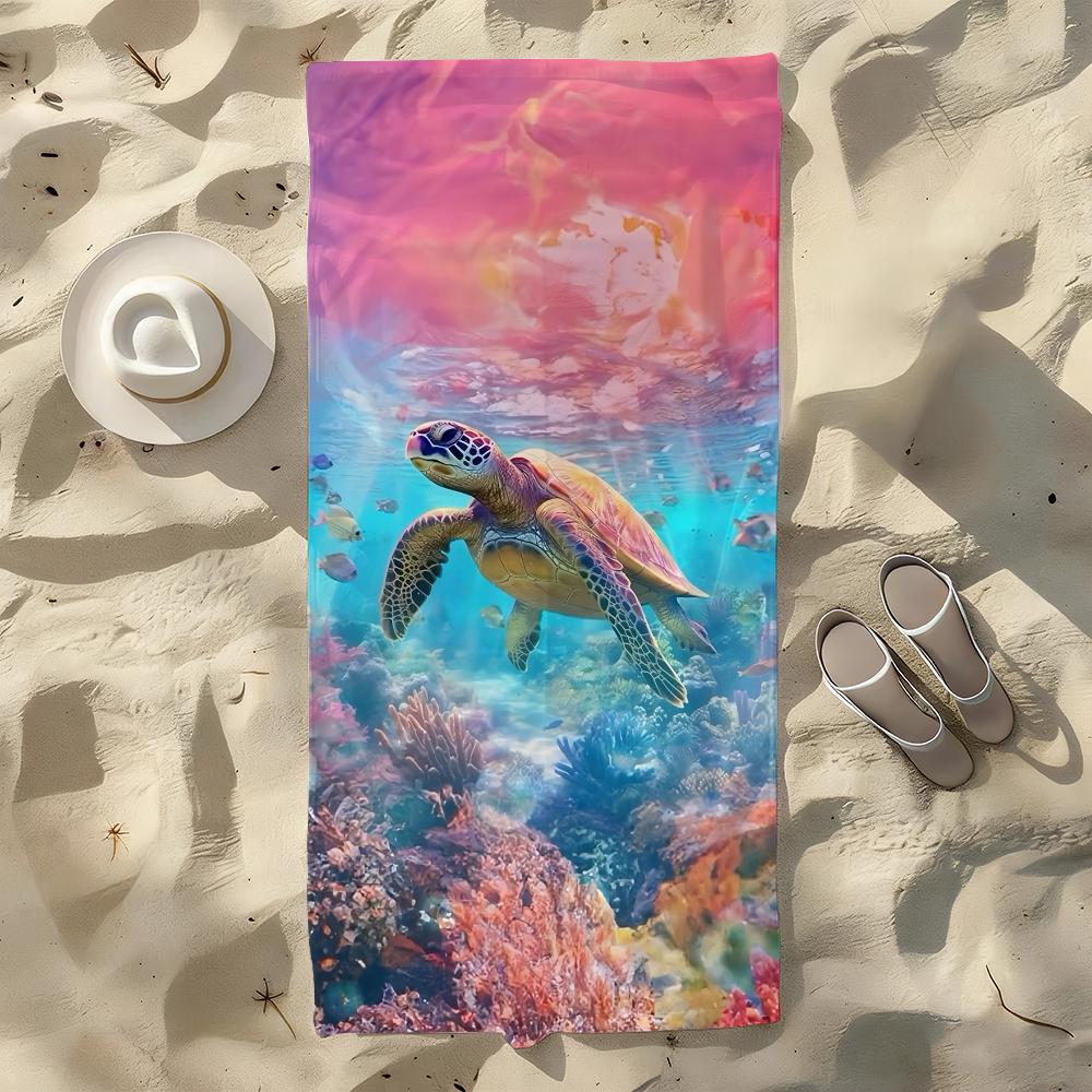 Sea Turtle Underwater Pattern Towel For Swim Yoga Gym Quick Drying Soft and Skin-friendly Beach Towels All-Season