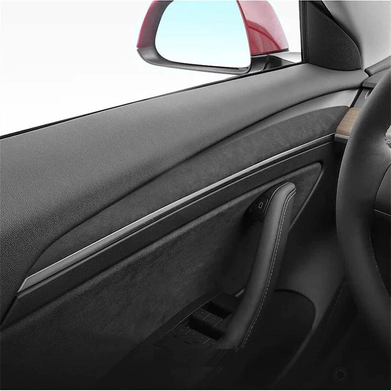 Italy Super Suede Door Handle Panel Trim Cover Door Sticker For Tesla Model 3 Y - Styling Interior Decoration Accessory