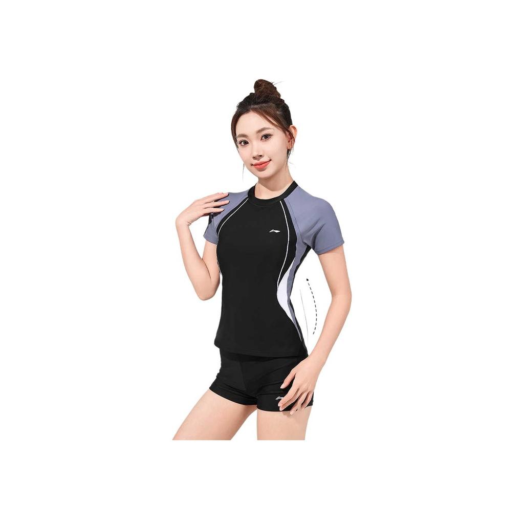 Li-Ning Beach Vacation Spa Conservative Plus Size Two-Piece Swimsuit Women swimwear Black LNYW049-2
