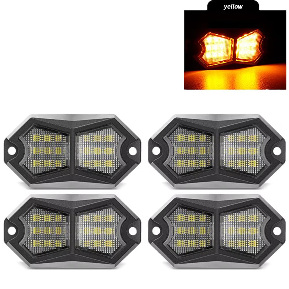 

4PC 18LED Car LED Rock Light 12V 24V LED Underbody Light for Vehicle Off-Road Van Lorry RV Atmosphere Light Warning Signal Lamp жовтий
