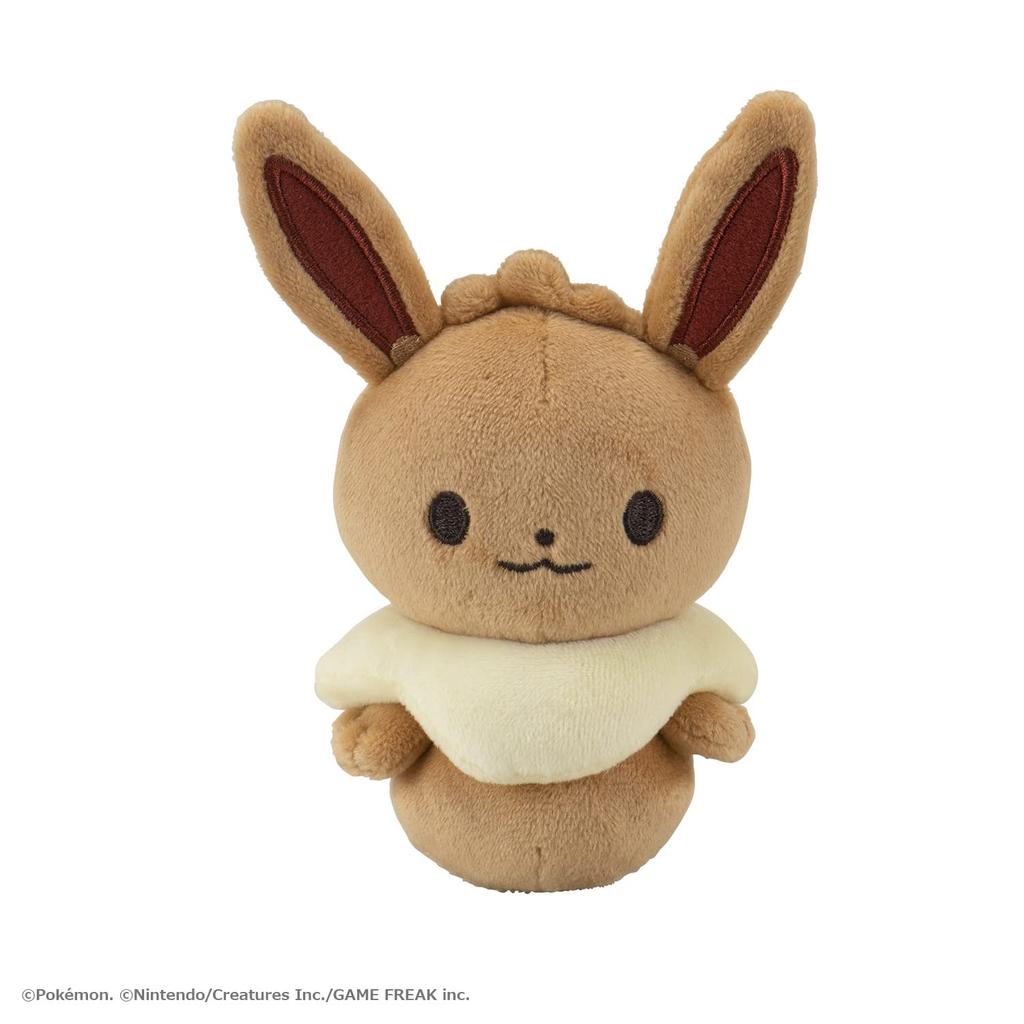 Toy Royal Monpoke My Milk Eevee (FabricFluffy Plush Toy) Pokemon Baby Rattle Stands Alone (Hand Washable)