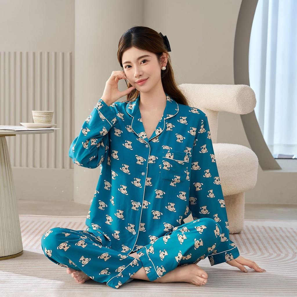 Spot new women's cotton silk spring, summer and autumn thin cardigan long sleeve with chest pad pajamas simple and comfortable loungewear