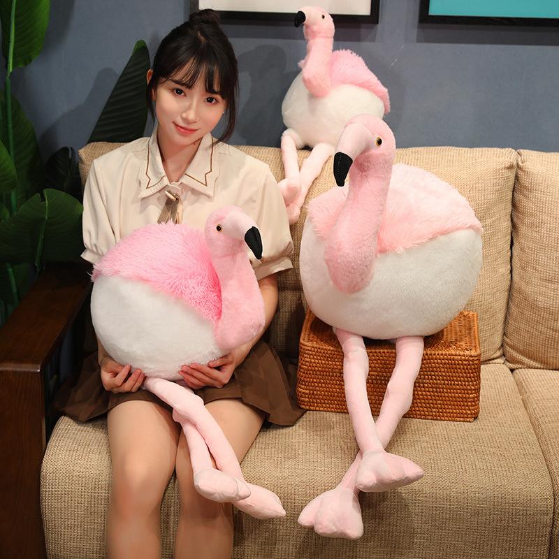 Cute Simulation Round Flamingo Doll Plush Toy Crocodile Doll Children'S Company Soothing Pillow Rag Doll