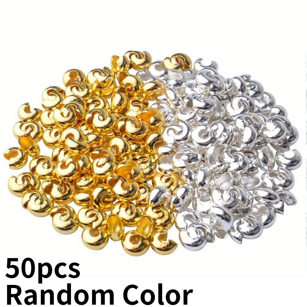 10/30/50pcs 6mm Brass Crimping Bead Cap Jewelry Making Accessories, Semi-circular Opening Tube Bead Joint Jewelry Making Cap
