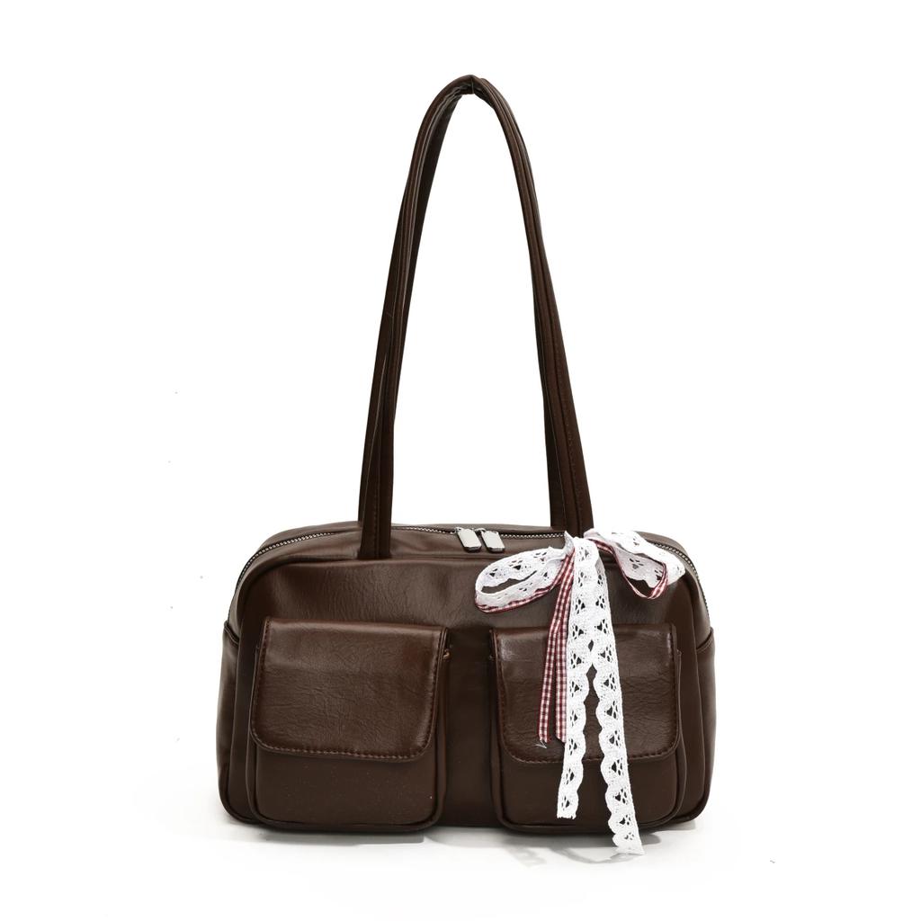 Cute Bow Designer Underarm Bags for Women  New Fashion Solid Large Capacity Women's Handbags Pu Leather Shoulder Bags