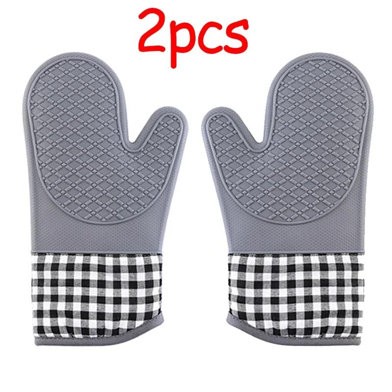 1pc Insulated Oven Gloves Silicone Heat-proof Gloves Oven Mitts Microwave Oven Baking Tools Household Kitchen Bar Bakeware