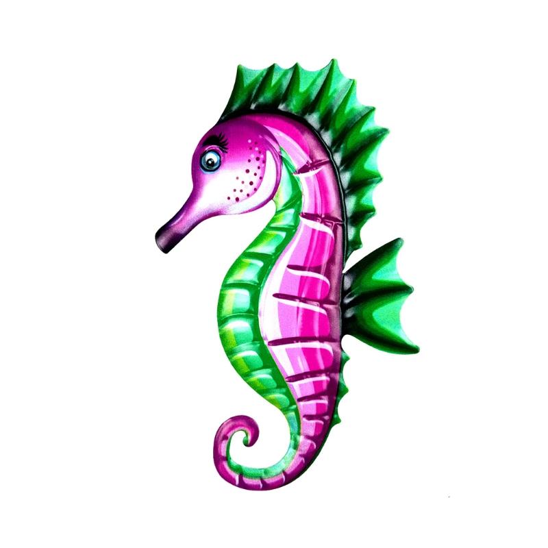 

Морской конек Животное Настенный декор Металл Большой Гиппокамп Настенное художественное украшение Подвесной яркий цветной домашний орнамент Аквариум X3UC розовый