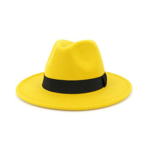 Breathable Solid Color Classic Black Elastic Fedora Hat Unisex Wool Felt Jazz Hats Elegant Men Women Wide Brim Panama Trilby Cap