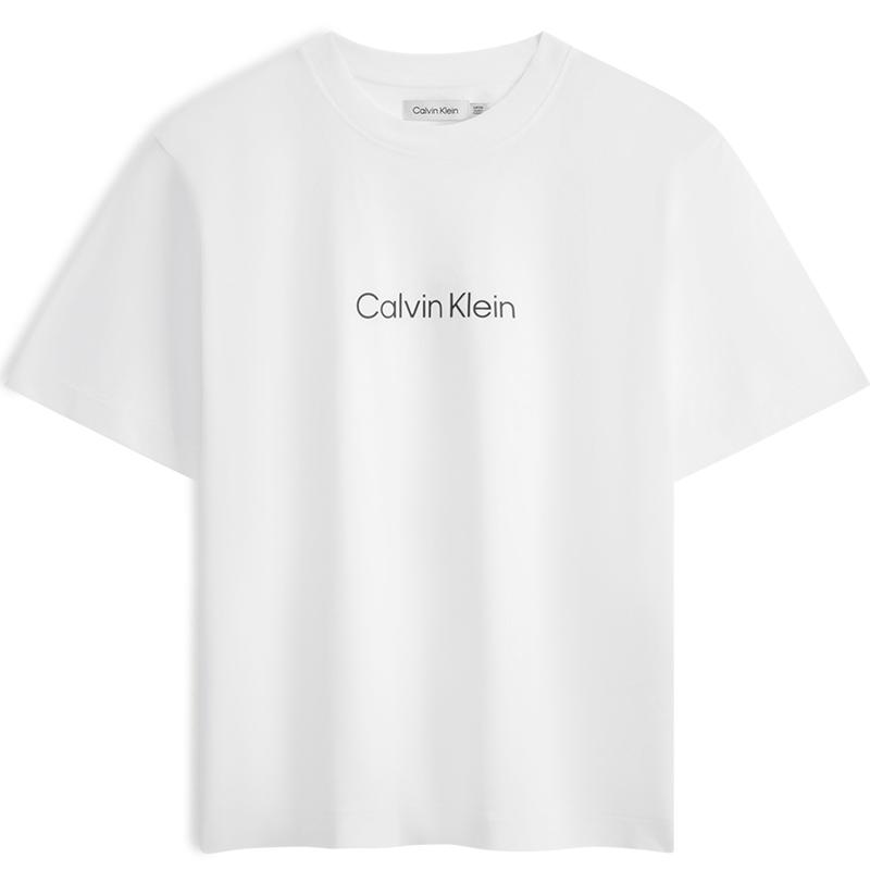 Calvin Klein Logo Bomull Slim Fit Pustende Kort Ermet T-skjorte Dame Topper Lys Hvit 40WH113-YAA