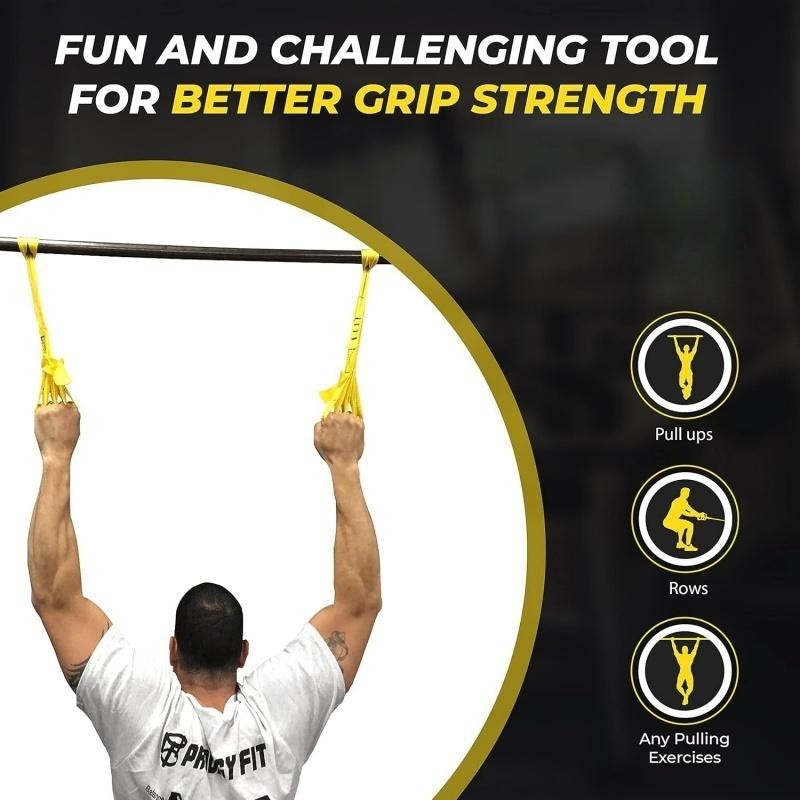 1 Pair Pull Up Grip Strength Straps - Nylon Finger And Thumb Loops For Grip Training, Rock Climbing, Hand And Arm Strengthener