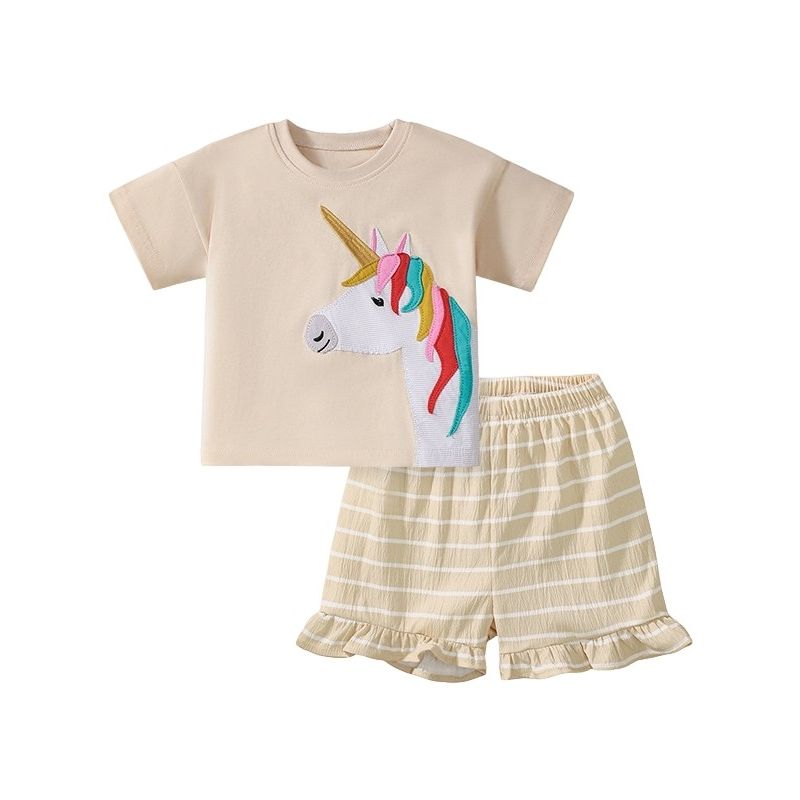 Little Maven New Arrival Summer Kids Suit Cute Short Sleeve Cartoon Girl Suit European and American Style Children's Clothing