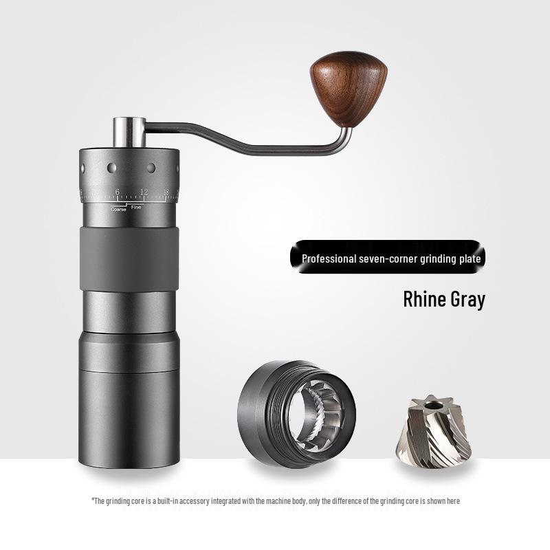 Stainless Steel Manual Coffee Grinder with External Adjustment and Seven-Star Ghost Teeth for Pour-Over Brewing