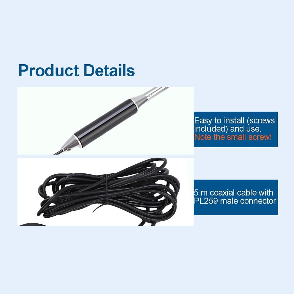 26-28MHz 26.37in CB Antenna Kit with Heavy Duty Magnetic Mount and Spring for Cars Trucks Mobile Base Stations CB Antenna Kit