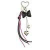 New Leather Heart Pendant Bag Keychain with Braided Rope and Bow Design