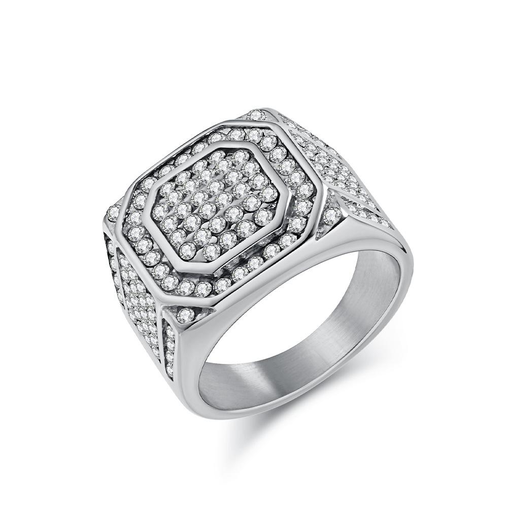 Hiphop/Rock Stainless Steel Shinny Zircon Rings for Men Party Jewelry 7