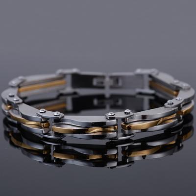 Jewelry Gift for Him Gold Color Stainless Steel Man Bracelet Male Cool 11MM On Hand Chain Mens Bracelets & Bangles Mannen Armband