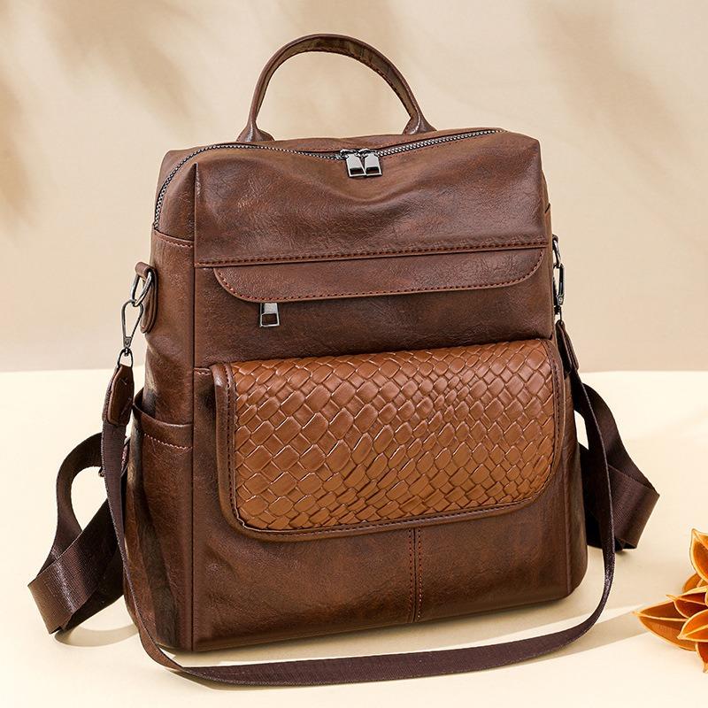 Backpack Women's New Woven Backpack Fashion Versatile Casual Multifunctional Travel Bag Women