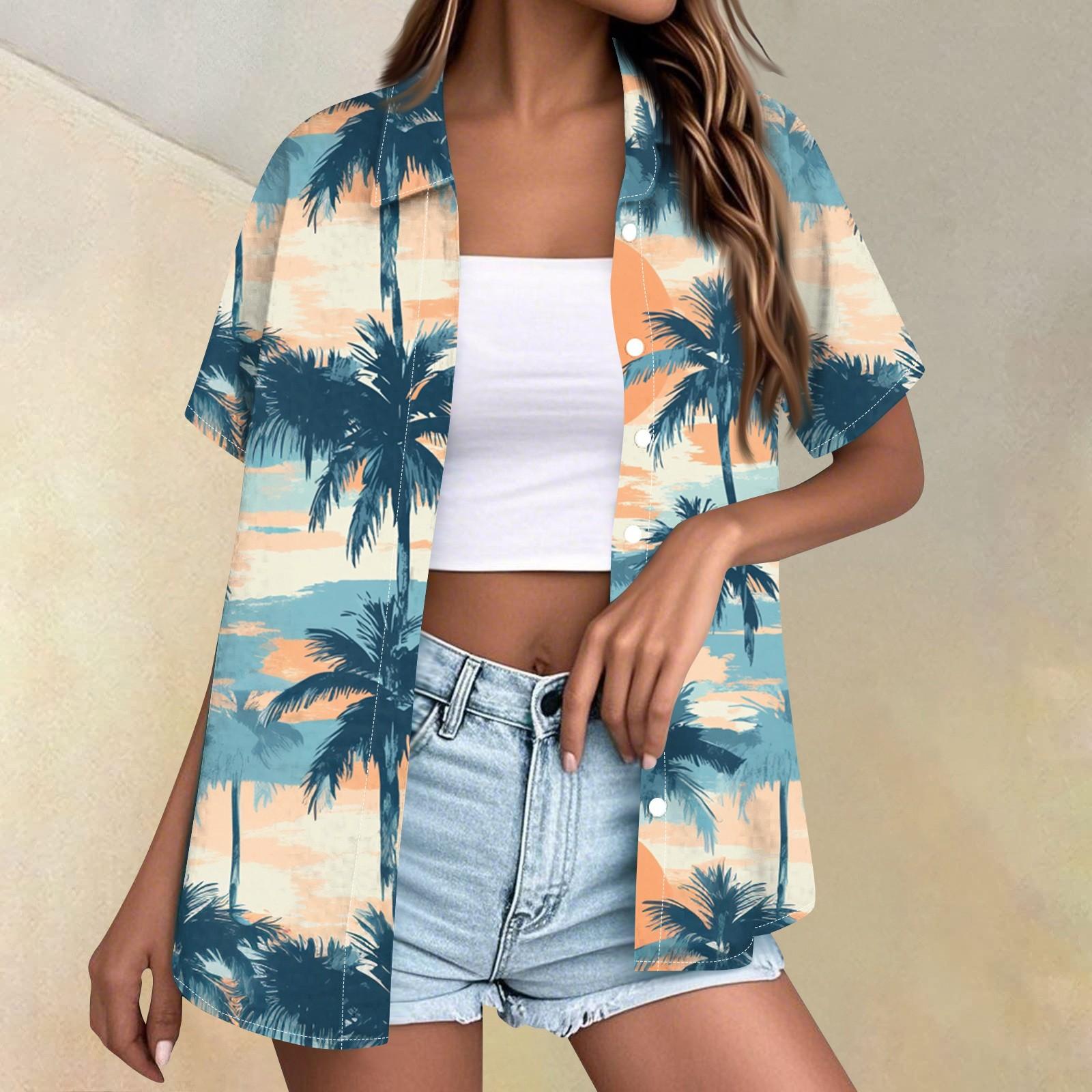 

Жіноча модна повсякденна сорочка з короткими рукавами і ґудзиками S синій