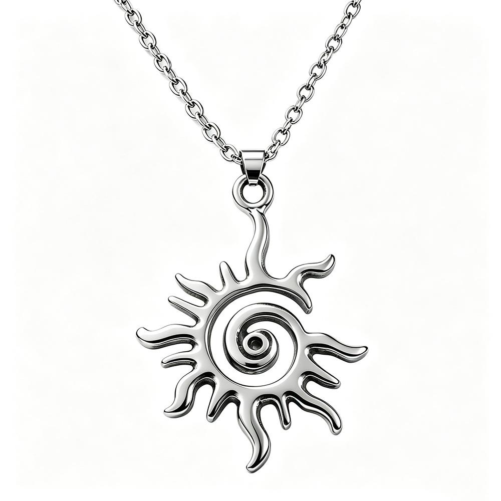 Flame Sun God Titanium Steel Necklace - Unisex Hip Hop Pendant