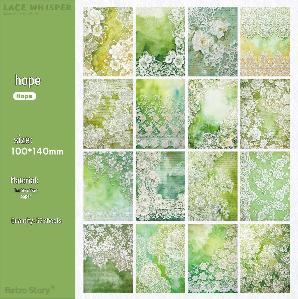 Retro Story Dual-Sided Paper Lace Journal: Whisper Series, 32 Sheets, Color Theme