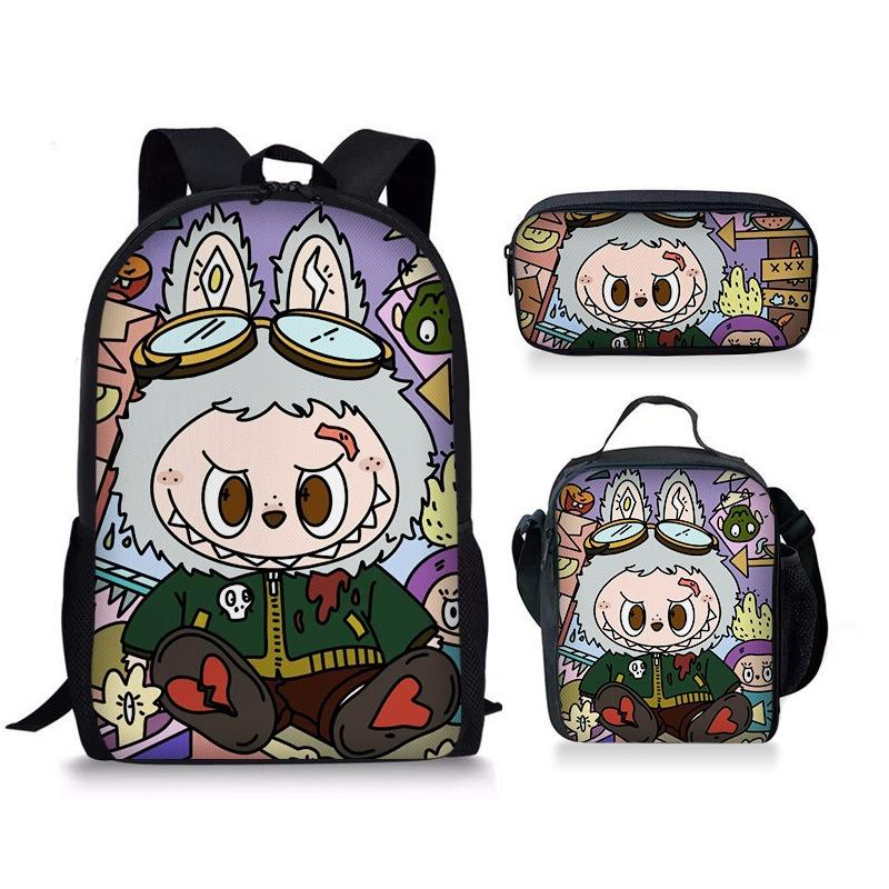 School bag new three-piece meal bag pencil bag student baby backpack cute versatile portable
