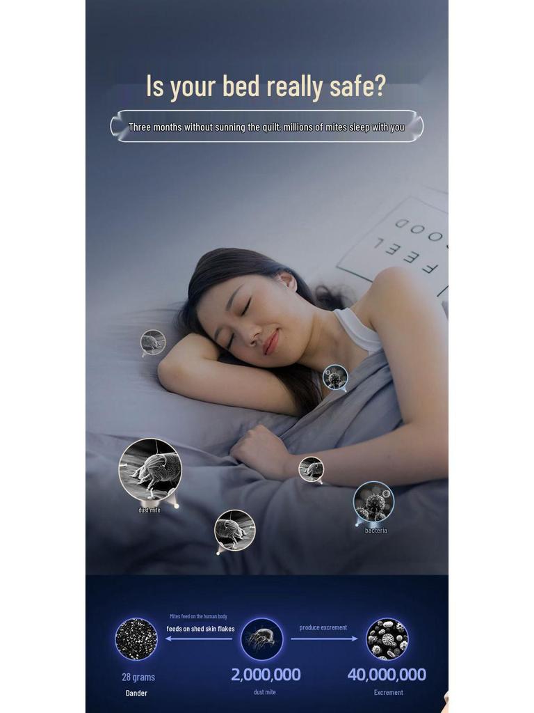 Compact Wireless UV Mite Removal Vacuum Cleaner for Beds and Sofas