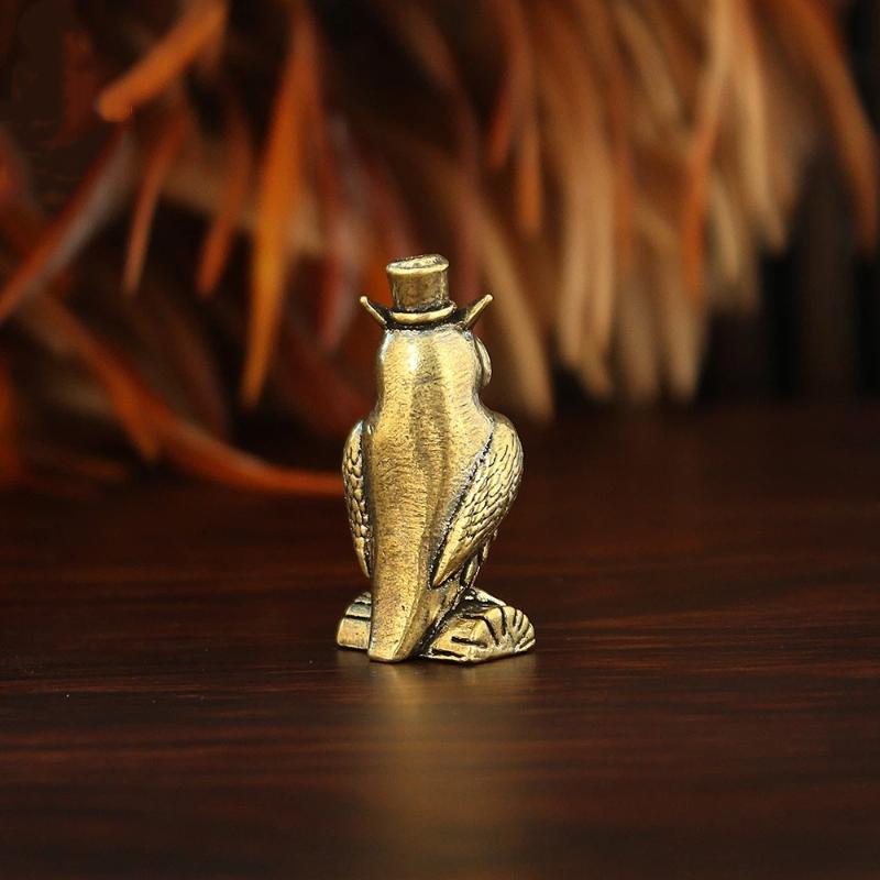1Pcs Handmade Boho Decor Owl Brass Ornament Creative Figurine Small Desk Decoration Unique Gift For Home