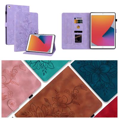 Für Apple iPad 10.2 (2021) (Auch bekannt als iPad 9. Generation,iPad (9. Generation)).Tablet-Hülle aus PU-Leder mit exquisitem floralem Prägedesign