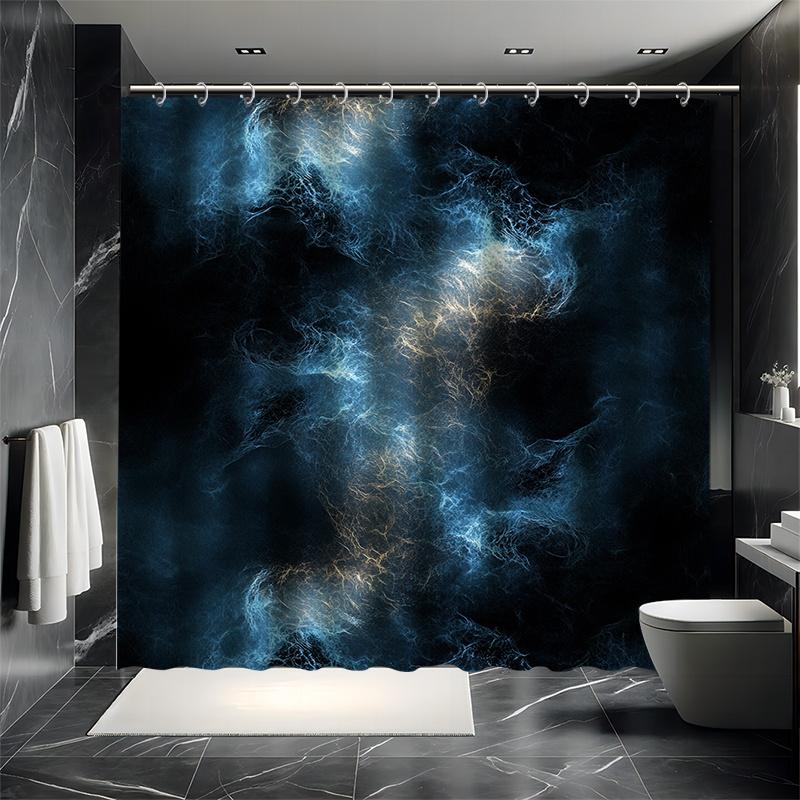 Fantasy Nebula Shower Curtain Set, Magical Style, 12 Hooks, Polyester, Bathtub Partition, Modern Bathroom Decor