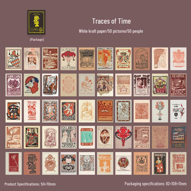 Retro Journal: Non-Stick Paper with Vintage Bookplates Theme for DIY Decoration