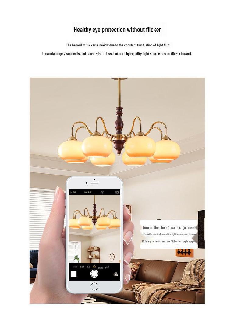 Wabi-Sabi Vintage Persimmon Pendant Light - Retro Solid Wood Eye-Protecting Fixture for Living Room, Study, Bedroom