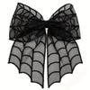 Lace Tulle Veil Hair Clips Bat Embroidery Gothic Style Halloween Hairpins Mesh Bow Christmas Tree Bow Hair Clips