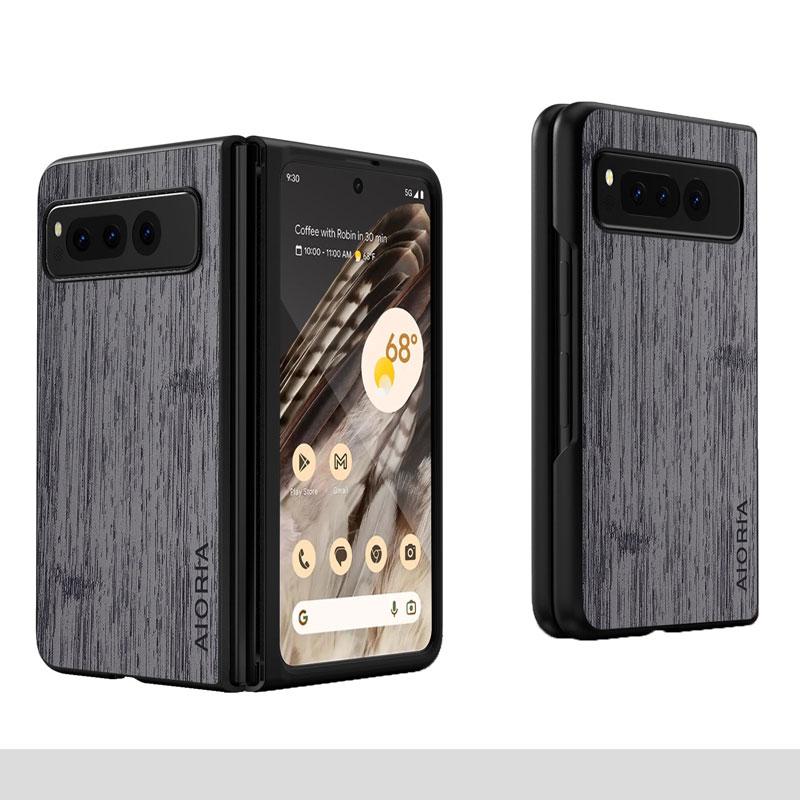 Case for Google Pixel 10 9 Pro Fold Funda Bamboo Wood Pattern Leather Phone Cover Luxury Coque for Pixel 10 Pro Fold Case Capa