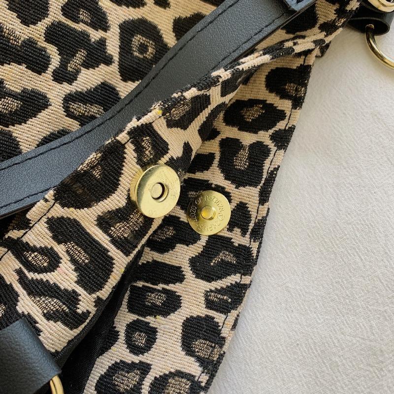 Damen Leo-Print Tragetasche Große Kapazität Umhängetasche Wintermode Corduroy Handtasche