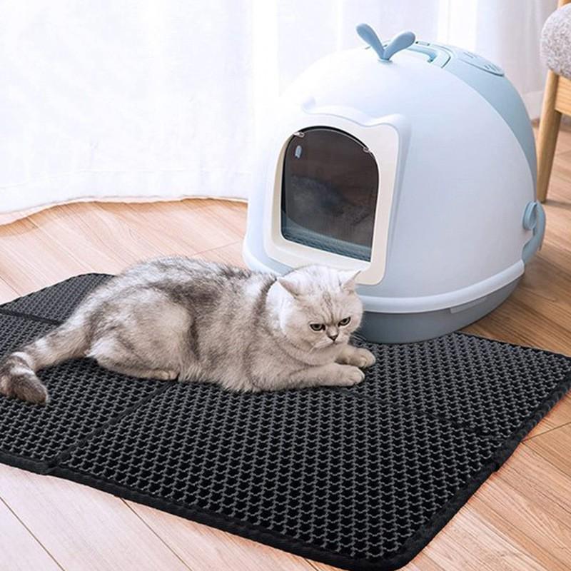 Extra-Large Double-Layer Anti-Splash Cat Litter Mat with Velcro