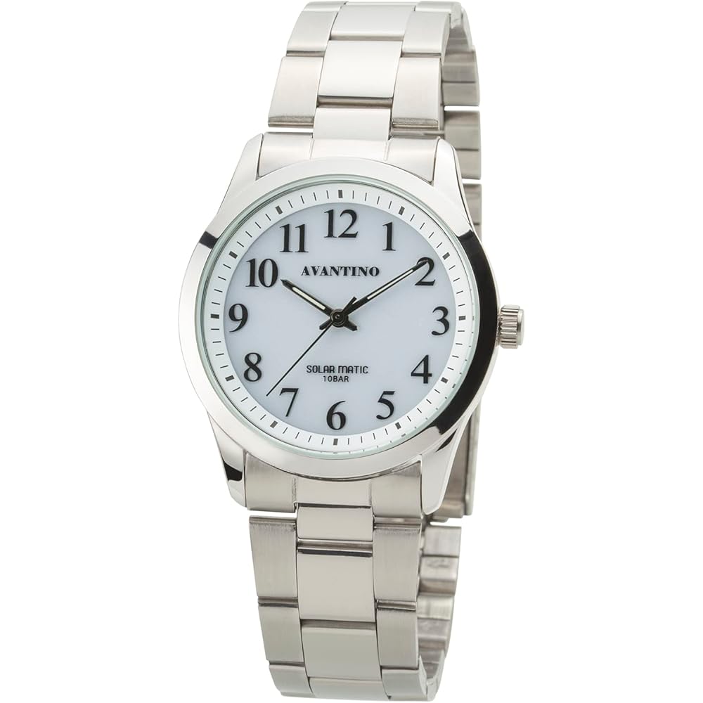 Crepha Analog Solar Men s Watch Metal Band Silver AV-AM173-WTS